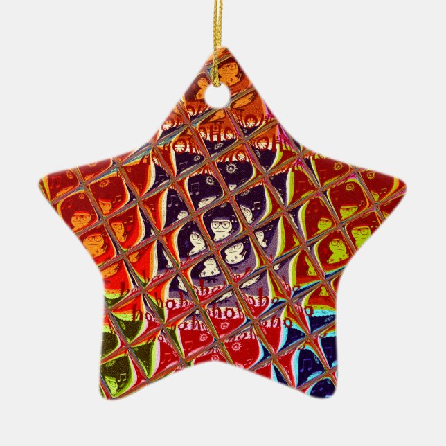 Abstract Christmas Colours Collection. Ceramic Tree Decoration (Front)