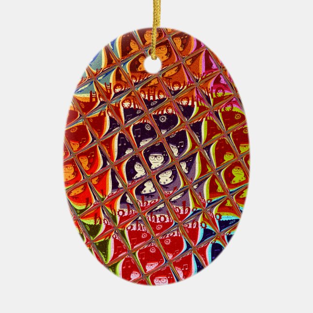 Abstract Christmas Colours Collection. Ceramic Tree Decoration (Front)