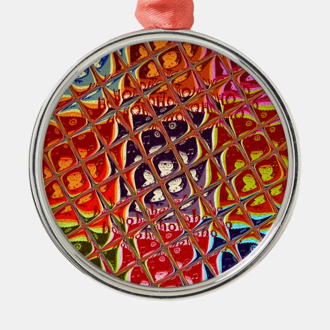 Abstract Christmas Colours Collection. Metal Tree Decoration (Front)