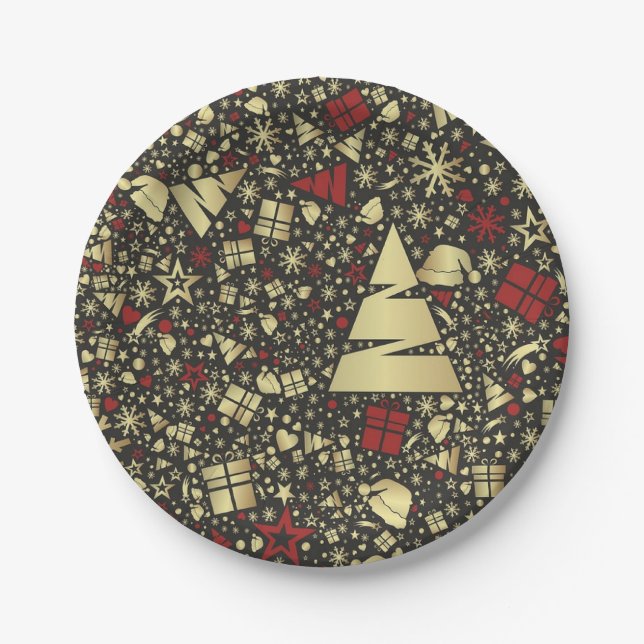 Abstract Christmas Design Paper Plate (Front)