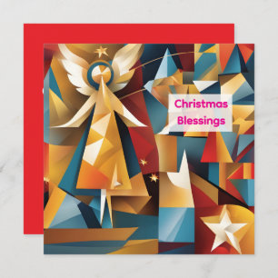 Abstract Christmas Holiday Angel Card