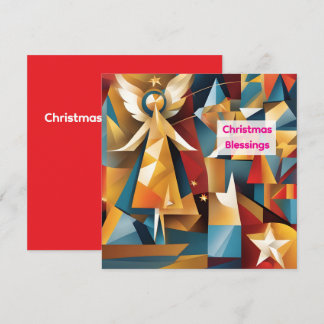 Abstract Christmas Holiday Angel Card
