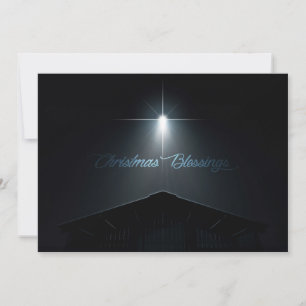 Abstract Christmas Nativity Stable And Star Holiday Card