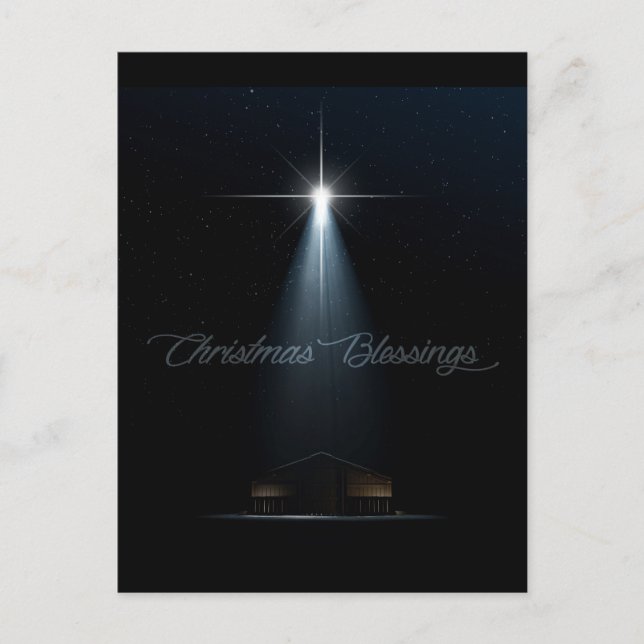 Abstract Christmas Nativity Stable And Star Holiday Postcard (Front)