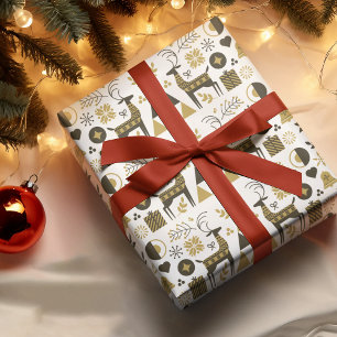 Abstract Christmas Reindeer Modern Geometric Wrapping Paper