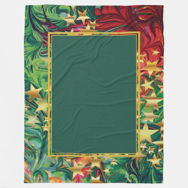 Abstract | CHRISTMAS STARS | Green | Festive Fleece Blanket (Front)