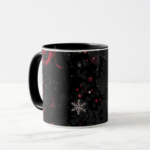 Abstract Christmas Swirl Pattern on Dramatic Black Mug