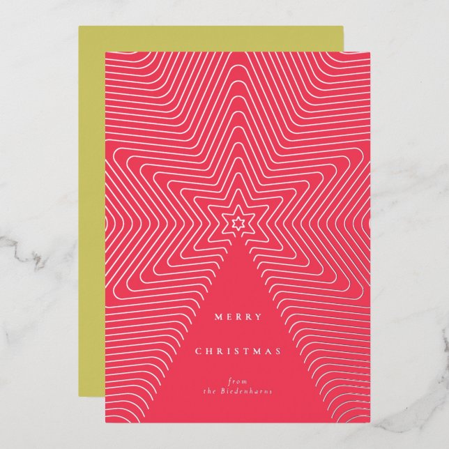 Abstract Christmas Tree Foil Christmas Card (Front/Back)