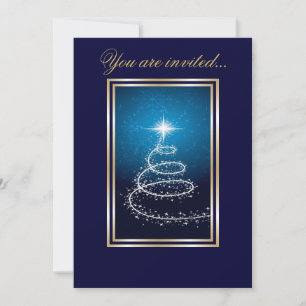 Abstract Christmas Tree glowing blue Invitation