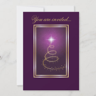 Abstract Christmas Tree glowing purple Invitation