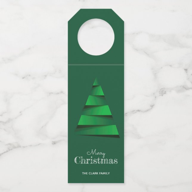 Abstract Christmas Tree Holiday Party Bottle Tag (Front)