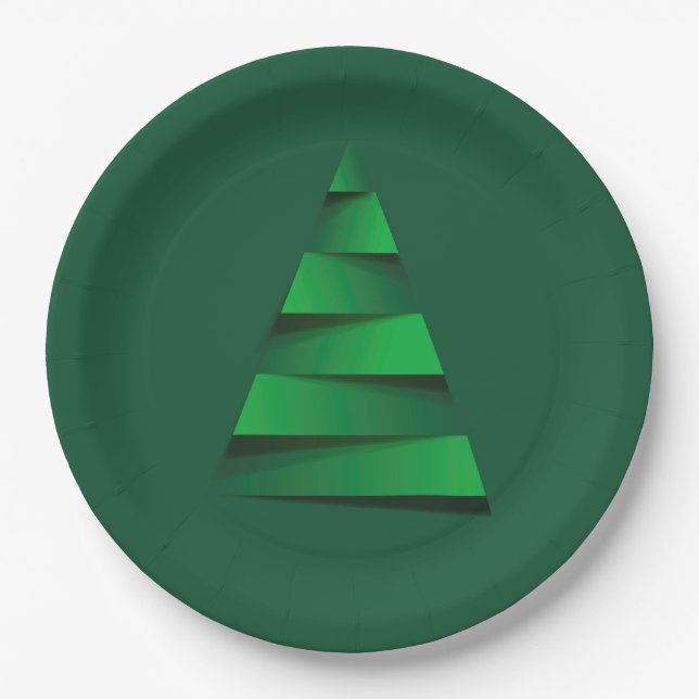 Abstract Christmas Tree Holiday Party Paper Plate (Front)