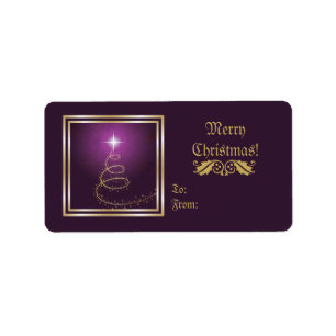 Abstract Christmas Tree On glowing purple label