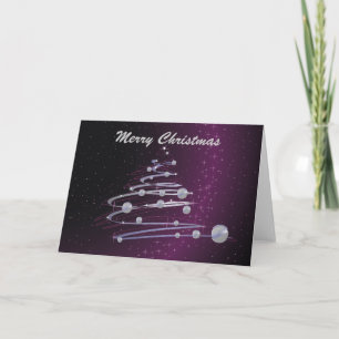 Abstract Christmas Tree On Purple Greeting Card