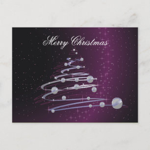 Abstract Christmas Tree On Purple Postcard