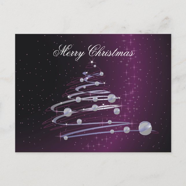 Abstract Christmas Tree On Purple Postcard (Front)