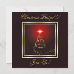 Abstract Christmas Tree Party  Invitation Red