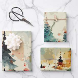 Abstract Christmas Tree set 2 Wrapping Paper Sheet