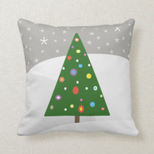 Abstract Christmas Tree Winter Landscape Cushion
