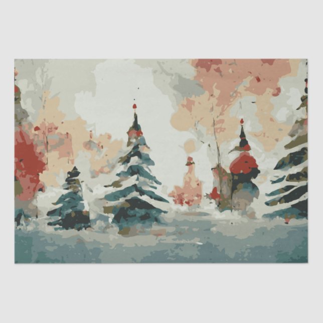 Abstract Christmas Trees 8 watercolour  Tissue Paper (Front)