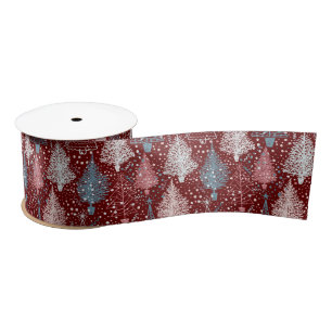 Abstract Christmas Trees Pattern 3 Satin Ribbon