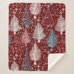Abstract Christmas Trees Pattern 3 Sherpa Blanket