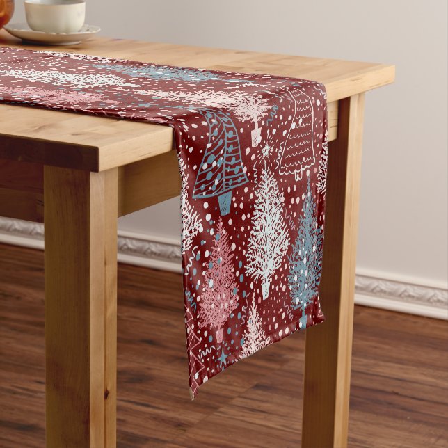 Abstract Christmas Trees Pattern 3 Short Table Runner (In Situ)