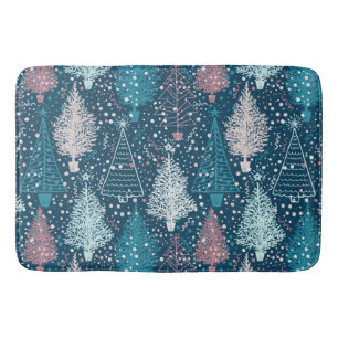 Abstract Christmas Trees Pattern Bath Mat