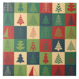 Abstract Christmas Trees Pattern   Ceramic Tiles