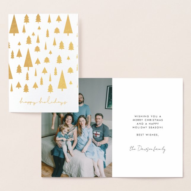 Abstract Christmas trees pattern Happy Holidays Foil Card (Display)