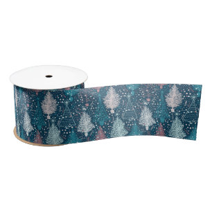 Abstract Christmas Trees Pattern Satin Ribbon