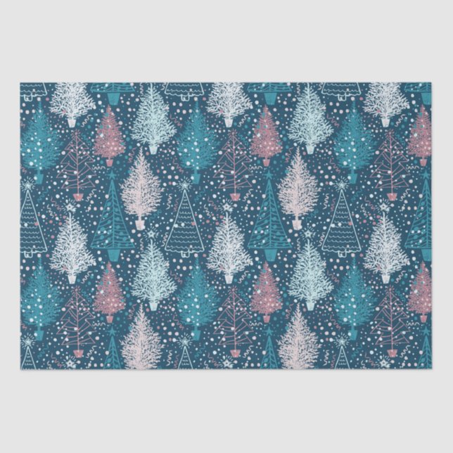 Abstract Christmas Trees Pattern Tissue Paper (Front)