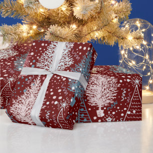 Abstract Christmas Trees Pattern Wrapping Paper