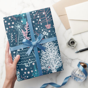 Abstract Christmas Trees Pattern Wrapping Paper