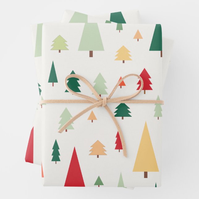 Abstract Christmas trees scandinavian pattern Wrapping Paper Sheet (In situ)