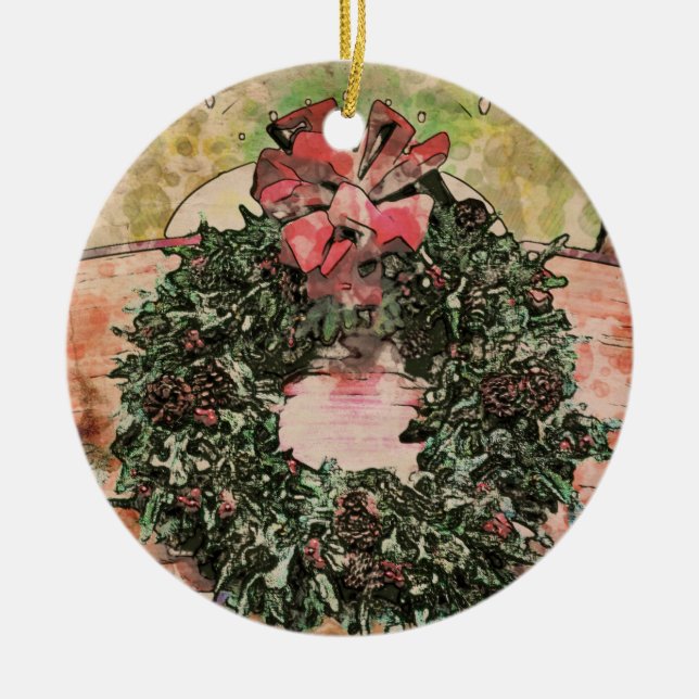 Abstract Christmas Wreath Ornament (Front)
