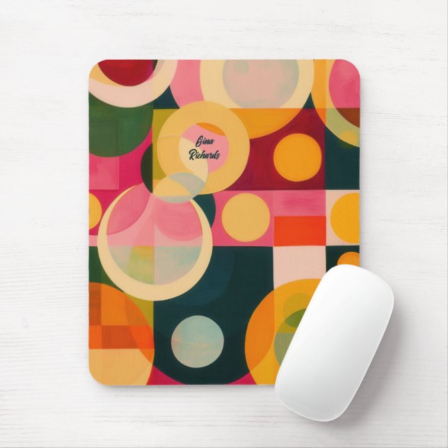 Abstract Circle Design Mouse Mat (With Mouse)