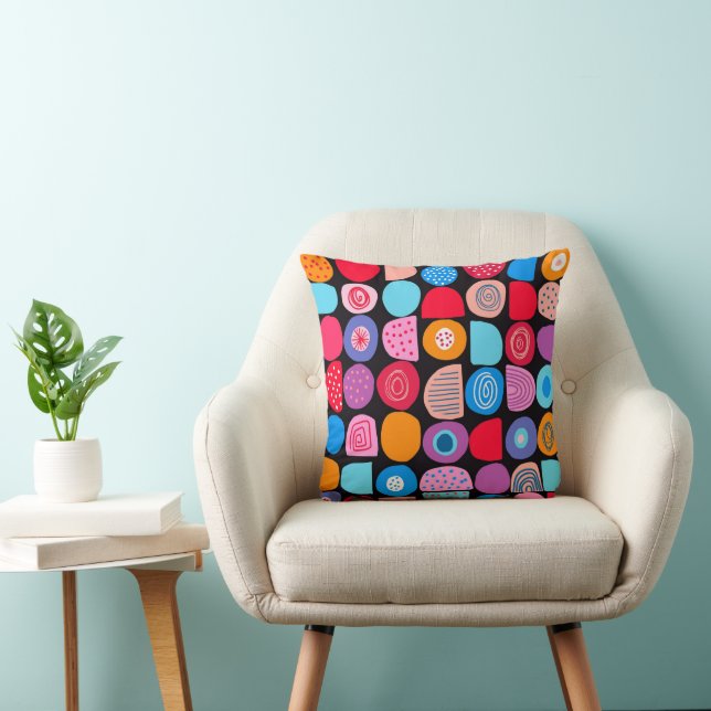 Abstract Circle Pattern Colourful Throw Pillow (Chair)