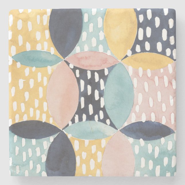 Abstract Circle Pattern Stone Coaster (Front)
