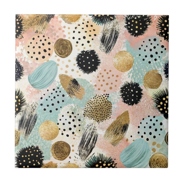 Abstract Circle Pattern -with Glitter & Speckles 2 Tile (Front)