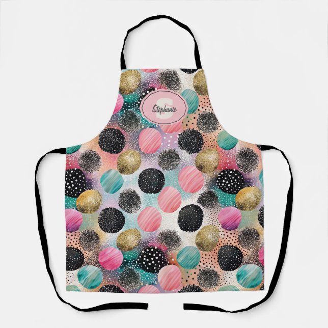 Abstract Circle Pattern -with Glitter & Speckles Apron (Front)