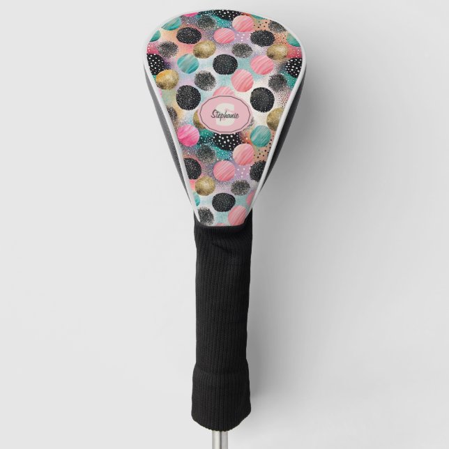 Abstract Circle Pattern -with Glitter & Speckles Golf Head Cover (Front)