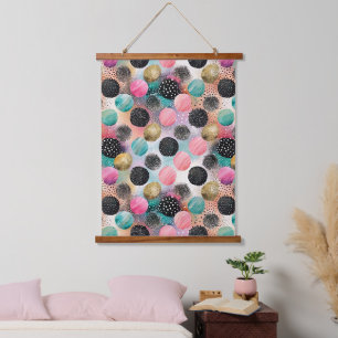 Abstract Circle Pattern -with Glitter & Speckles Hanging Tapestry