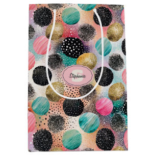 Abstract Circle Pattern -with Glitter & Speckles Medium Gift Bag