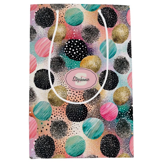 Abstract Circle Pattern -with Glitter & Speckles Medium Gift Bag (Front)