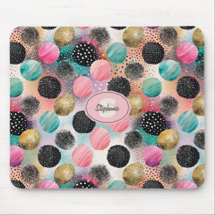 Abstract Circle Pattern -with Glitter & Speckles Mouse Mat