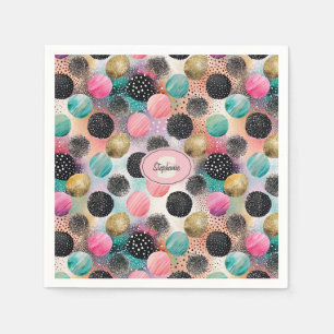 Abstract Circle Pattern -with Glitter & Speckles Napkin