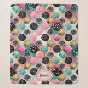 Abstract Circle Pattern -with Glitter & Speckles Sherpa Blanket