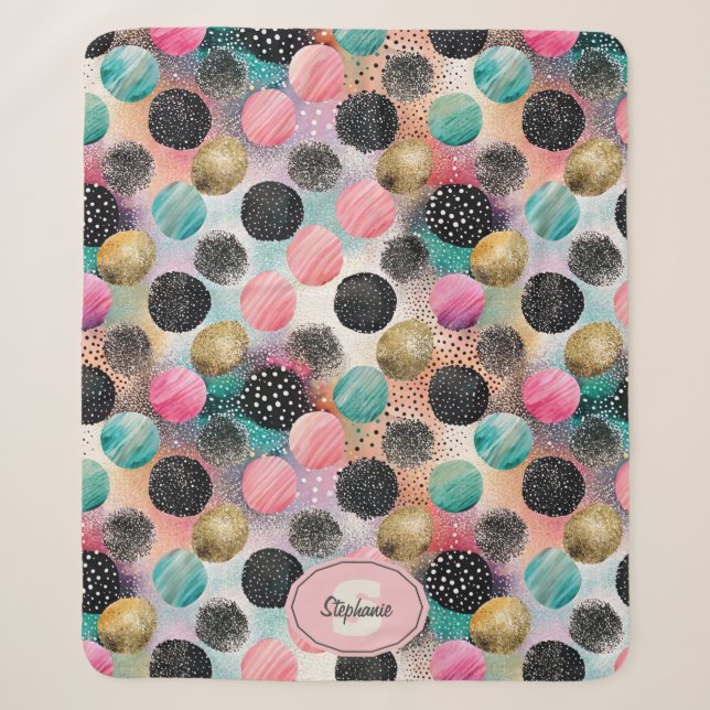 Abstract Circle Pattern -with Glitter & Speckles Sherpa Blanket (Front)
