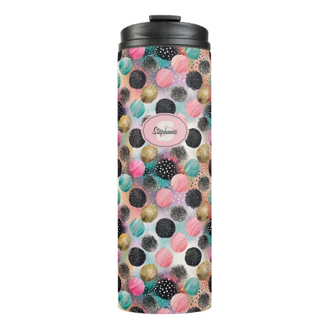 Abstract Circle Pattern -with Glitter & Speckles Thermal Tumbler (Front)